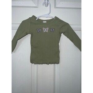 Carters Baby Girl Green Butterfly Long Sleeve Top